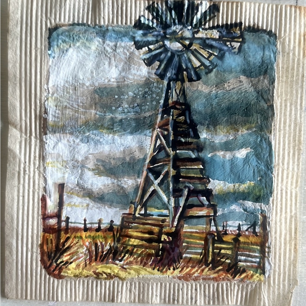 Original Rustic Windmill Teabag Art